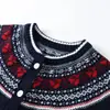 Cardigã Tricotado Jacquard Fair Isle Azul Marinho para Mulheres, Estilo Novo para o Início da Primavera de 2026, Toque de Luxo, Top da Moda em Lã de Ovelha