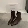 Botines Chelsea estilo Western Puntiagudos con Corte en V Color Café Retro Francés de Cuero Genuino Estilo Calle de Moda para Principios de Otoño para Mujer