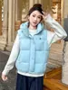 Chaleco casual de algodón con capucha, grueso y versátil, a la moda para mujer, estilo otoño e invierno, corte holgado, abrigo con hombros abullonados