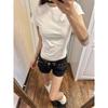 Shorts de mezclilla lavada estilo americano de talla grande para mujer, Verano Nuevo Retro Hot Girl Cintura baja Adelgazantes Rectos Pantalones cortos