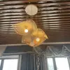 Lustre de bambu trançado estilo japonês para escadas, lustre vintage para restaurantes, lustre criativo para restaurantes de hot pot, hotéis e pousadas, feito à mão
