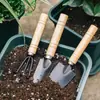 Ferramentas de plantio de flores para jardinagem doméstica, cultivo de vegetais, cultivo de flores, afofamento do solo, pás de flores, ferramentas de jardinagem para plantas em vasos, conjunto de três peças de pás pequenas