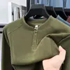 Camiseta de Terciopelo Alemán para Hombre de Otoño con Cuello Alto de Color Sólido, Casual de Negocios para Papás de Mediana Edad, Versátil Sudadera de Manga Larga Capa Base