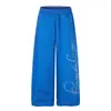 Pantalones de chándal casuales bordados florales retro americanos con pedrería para hombres y mujeres, nuevos pantalones de pierna ancha holgados a la moda de estilo callejero de verano