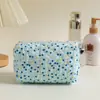 Nova Bolsa de Maquiagem Acolchoada Floral Feminina Necessaire de Viagem Portátil Bolsa de Armazenamento para Cosméticos Batom Carteira