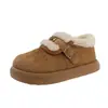 Zapatos Nuevos de Algodón Cálidos Pan de Pan Zapatos Planos de Una Correa Protección contra el Frío 2026 Botas de Nieve Engrosadas Invierno Hebilla Birkenstock Forro de Felpa