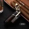 Isqueiro metálico de chama direta, à prova de vento, recarregável, acendedor de charuto, portátil para uso externo, alto valor estético, modelo novo