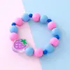 Pulsera Macaron Nueva de Moda para Niños con Flores de Dibujos Animados, Pulsera de Cuentas Bloqueadas por Color Acrílico de Fresa, Pequeños Accesorios