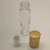 Frasco Roll-on Transparente Fosco com Tampa de Bambu 5ml Frasco com Esfera de Rolagem Frasco Vazio Aplicação de Líquido para Essência dos Olhos Frasco para Óleo Essencial