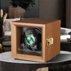 Caja de Almacenamiento para Relojes, Enrollador de Relojes, Caja de Regalo para Relojes, Caja con Motor de Enrollado Vertical, Posición para un Reloj, Enrollador de Relojes con Luz Azul, Reloj Mecánico