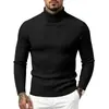 Bestseller Transfronterizo Otoño/Invierno 2026: Suéter casual relajado de manga larga para hombre, de punto trenzado de cuello alto, ajuste slim, con rayas verticales
