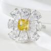 Anillo Longlong Gold Europeo Americano plata S925 plata importado diamante de alto carbono 6*6 diamante amarillo grupo de anillos de diamante clúster de flores incrustado anillo de bodas