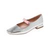 Zapatos Mary Jane de cuero genuino con lazo y combinación de colores enérgicos para niña, nuevos de otoño 2022, tacón bajo cuadrado, capa única de piel de oveja para mujer