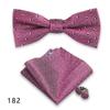 Conjunto de tres piezas de corbata y pañuelo de bolsillo para hombre, de poliéster, con estampado para banquetes, bodas, camisas, lazos y cuello con flores