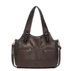 Bolso de Mujer de PU 2025 Nueva Moda Bolso Tote Retro Europeo y Americano Bolso de Hombro Cruzado Casual Bolso de Gran Capacidad para Viajes