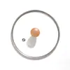 Tapa de Vidrio con Forma de G, Tapa de Vidrio Templado Engrosado, Tapa de Olla Transparente, Tapa con Mango de Madera, Tapa de Olla de Pie con Perilla Superior