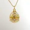 Joias Eletrodepositadas Europeias e Americanas Femininas Nicho Elegante Pingente de Gota d'Água Oval Colar Padrão Estilo Palácio Luxo Acessível Versátil