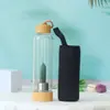 Tapa de Bambú Transfronteriza Vaso de Cristal Columna Hexagonal Natural Vaso de Energía Taza de Agua Botella de Agua Taza de Té de Cristal Se Puede Imprimir Lo