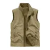 Chaleco nuevo para hombre de forro polar de doble cara, estilo otoño e invierno, sin mangas, forrado de forro polar, cálido, cuello alto, prenda exterior, moderno