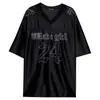 2026 Nueva Camiseta Deportiva Casual Patchwork de Manga Corta con Cuello en V Retro de Nicho de Verano al Estilo de Celebridades de Internet