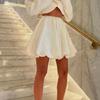2025 Roupa Europeia e Americana Verão Novo Saia Plissada Branca Look Emagrecedor Saia de Cetim de Cintura Alta Elegante Fashion Curta
