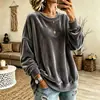 Sudadera de Terciopelo Casual de Manga Larga de Color Sólido con Cuello Redondo para Mujer, Nueva Colección Otoño/Invierno 2026 Europea y Americana, Más Vendida
