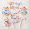 Decoración de Pastel Estilo Ins Bandera Coreana Enchufe Dibujos Animados Oso Lindo Hp Corazón Feliz Cumpleaños Topper Accesorios