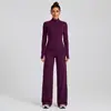 Conjunto de Yoga Cruzado para Mujer con Cuello Alto y Cremallera, Conjunto Casual de Manga Larga de Secado Rápido para Fitness, Chaqueta Deportiva Versátil de Gama Alta