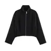 Roupas Femininas Europeias e Americanas Outono 2026 Nova Moda Casual Jaqueta Aviador com Gola Alta 8372283