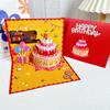 Tarjeta de felicitación de cumpleaños creativa 3d tridimensional pastel de fresa para niñas novias compañeras de clase música iluminación tarjeta de bendición para personas mayores