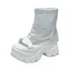 Botas Curtas de Verão Femininas com Design de Malha Vazada, Novas Botas Respiráveis Estilo Europeu e Americano 2019, Sandálias da Moda Estilo de Rua