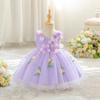 Vestido de Cumpleaños Transfronterizo para Niña Estilo Floral Bosque Verde Sin Mangas Falda Tutú Infantil Vestido de Princesa