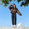 Nueva Chaqueta de Algodón con Diseño Patchwork para Mujer 2026 Invierno Corta Estilo Coreano Moda Casual Petite Abrigo Cálido