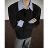 Suéter Masculino de Malha Trançada Falso Duas Peças Patchwork Listrado Estilo Old Money para Outono e Inverno 2025 Transfronteiriço Amazon