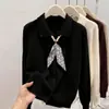 Estilo Preppy Coreano Cuello Polo 2025 Principios de Otoño Tejido de Punto Ropa de Punto Diseño Versátil Top Corto de Moda para Mujer