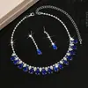 Aretes y Collar de Borla con Forma de Gota de Agua Ecológicos de Nuevo Estilo Transfronterizos y Conjunto de Joyería Nupcial Boda Cadena de Clavícula de Moda de Gama Alta