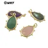 WT-P1974 Exquisite Gota d'Água Colorida Colorida Multicor Opcional Pedra Lápis Lazúli Pó de Cristal Brincos Pingente Acessórios