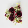 Guirlanda de Castiçal Rosa Feliz Venda Quente Transfronteiriça Flores Artificiais Atmosfera Romântica Casamento Decoração de Casa Desktop de Natal Ornamentos de Quarto
