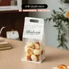 Saco de Embalagem Manual de Papel de Algodão Branco com Janela Auto-Selante à Prova de Óleo Impermeável para Assar Pão Lanches Selo Octogonal Saco com Zíper Stand-up