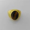 Anillo de Moda Europeo y Americano Nicho Lujo Ligero Vintage Cobre Chapado en Oro Incrustado Ágata Ojo de Tigre Simple Elegante Personalizado para Hombre y Mujer
