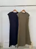 Vestido Feminino Sem Manga para o Verão 2026 com Mangas Volumosas e Design que Marca a Cintura, Elegante e de Alto Padrão, Emagrecedor e Versátil, Caimento Solto