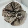 Goma para el Pelo Satinada Estampado de Leopardo ~ Atado Alto para Moño de Cuatro Capas de Gran Tamaño de Gama Alta, Cuerda para Cola de Caballo para Mujeres