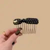 Peine para el cabello con forma de corazón de lunares y lazo estilo coreano, con un toque de alta gama, peine lateral de acetato, pinza para flequillo y peine para peinar el cabello
