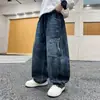 Roupas de Outono para Crianças Médias e Grandes Jeans para Meninos 2026 Nova Roupa Infantil Calças de Outono para Meninos Calças Retas Estilo Coreano