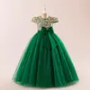 Vestido Formal para Niña, Vestido de Princesa para Niños, Vestido de Tul Abullonado, Vestido de Dama de Honor con Lazo y Flores, Vestido Largo para Fiesta de Baile, Navidad