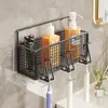 Estante para Cepillos de Dientes Estante a Prueba de Polvo para Pasta de Dientes Montado en la Pared del Baño Sin Taladro Estante de Almacenamiento para Cepillos de Dientes Vasos de Enjuague Bucal Artículos de Tocador