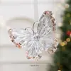 Decoraciones de mariposas artificiales con temática de mascotas, adornos para árbol de Navidad, accesorios para ambiente de fiesta navideña, adornos colgantes en forma de mariposa