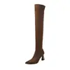 Botas Altas de Invierno 2026 para Mujer, Muy Populares, Favoritas de la Calle, de Punta Fina, Tacón Bajo tipo Gatito, Elásticas, Ajustadas al Pierna