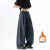 Calça Scimitar Preguiçosa Estilo Retro Americano Old Money Masculina Outono/Inverno Linho Imitação Veludo Plus Engrossado Caimento Largo Casual Longa
