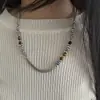 Colar Garg Estilo Nacional Vintage Design Original Olho de Tigre Avançado Simples Estilo Frio Corrente de Lã com Contas de Pedrinhas